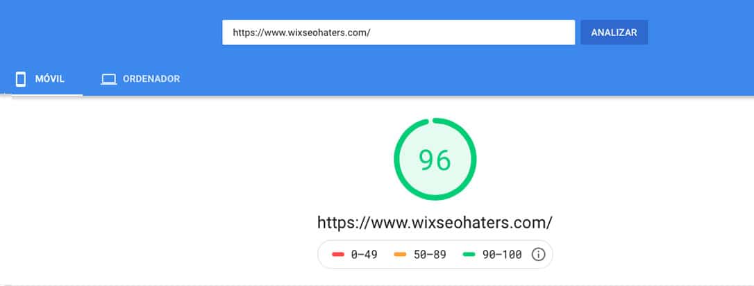 Velocidad Sitio Haters Wix Seo Battle Móvil