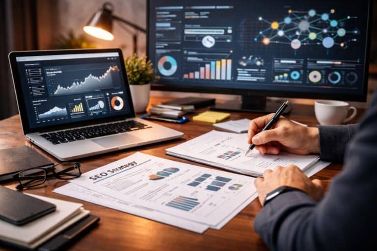 Estratega analizando datos de seo con apoyo de ia